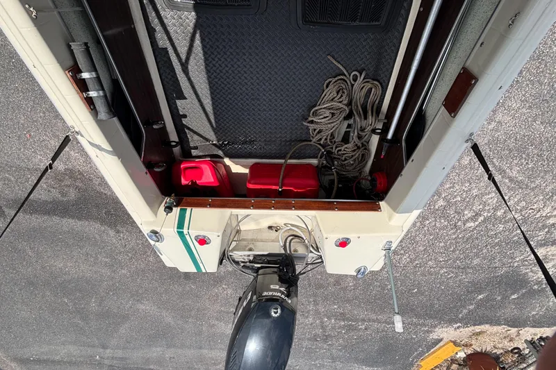 Slide: The Image of Overhead view of a 1966 Mohawk 15 boat interior with ropes and equipment. - 36