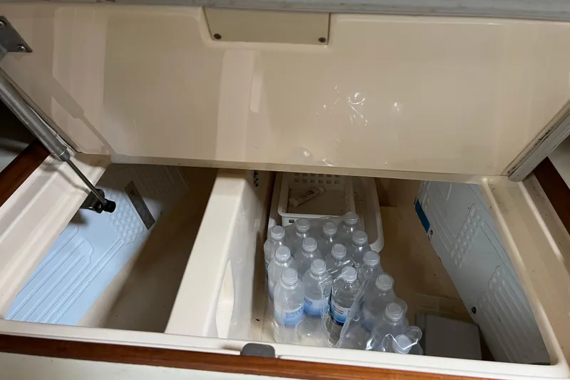 Slide: The Image of Refrigerator/freezer compartment on a 2002 Island Packet 380 yacht - 11