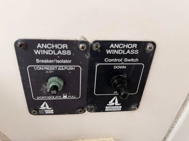 Slide: The Image of Anchor windlass controls on Baha Cruisers 272 Fisherman, year 2000. - 34