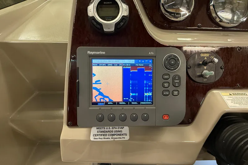 Slide: The Image of Control panel of a 2012 Sea Ray Sundancer 280 with Raymarine navigation system. - 32
