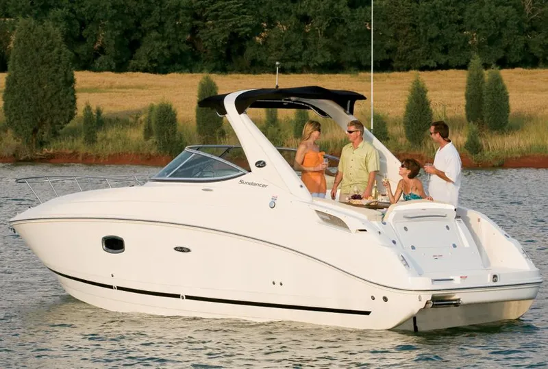 Slide: The Image of Manufacturer Provided Image: 2012 Sea Ray 280 Sundancer boat with people enjoying on the water. - 82