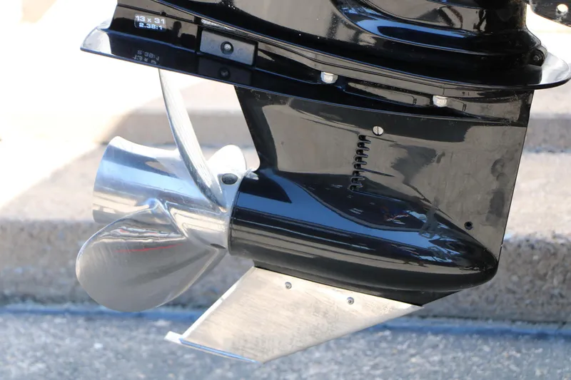 Slide: The Image of Close-up of a 2021 Sun Tracker Party Barge 20 DLX boat propeller. - 14