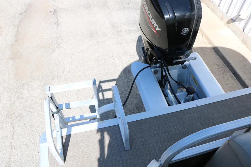 Slide: The Image of 2021 Sun Tracker Party Barge 20 DLX with Mercury outboard motor and swim ladder. - 35