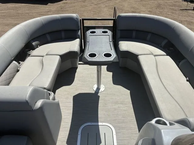 Slide: The Image of Interior of 2022 Bennington 23LSR SPS with gray seating. - 26