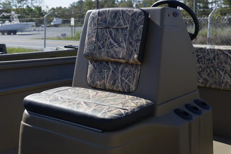 Slide: The Image of 2026 G3 Gator Tough 18 CC boat seat with camouflage upholstery. - 5