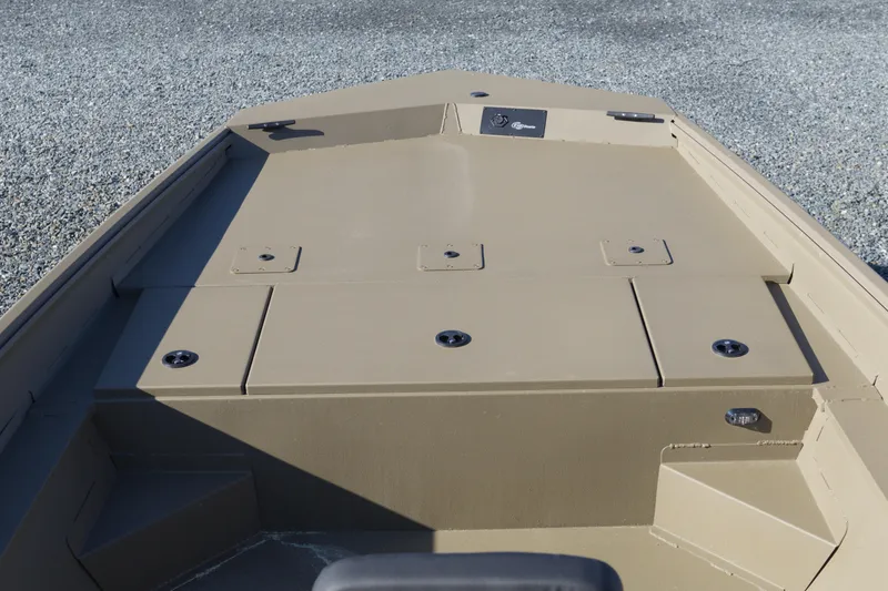 Slide: The Image of 2026 G3 Gator Tough 20 CC boat deck, featuring storage compartments and a durable design. - 8