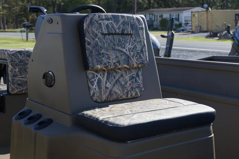 Slide: The Image of 2026 G3 Gator Tough 20 CC boat seat with camouflage upholstery. - 4