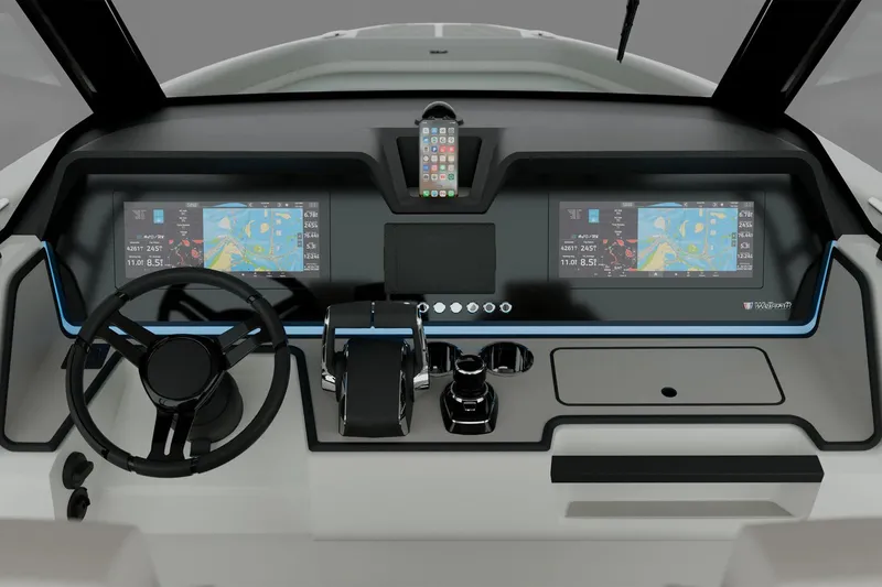 Slide: The Image of Dashboard of 2026 Wellcraft 28 T-Top boat with advanced navigation displays. - 6