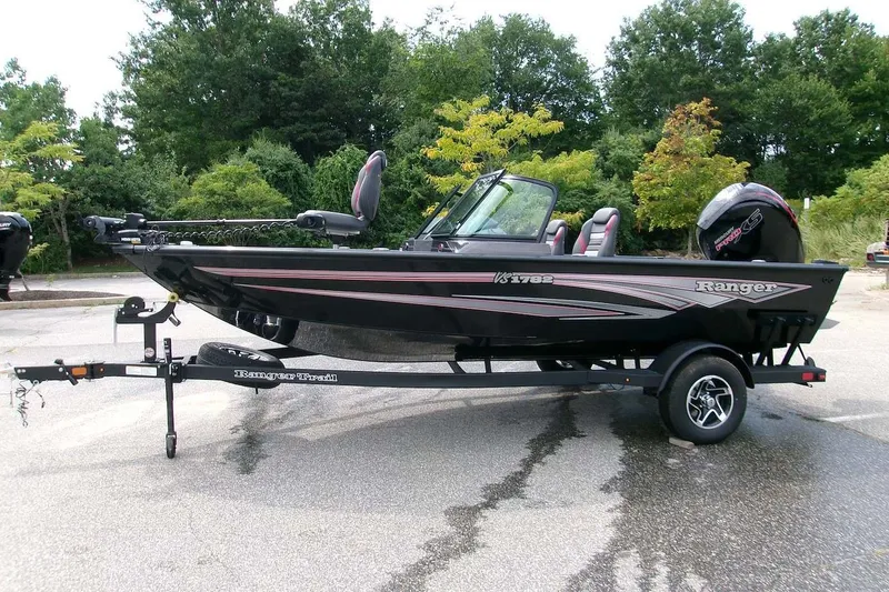 The Image of 2026 Ranger VS1782SC Angler boat on trailer, parked outdoors. - 0