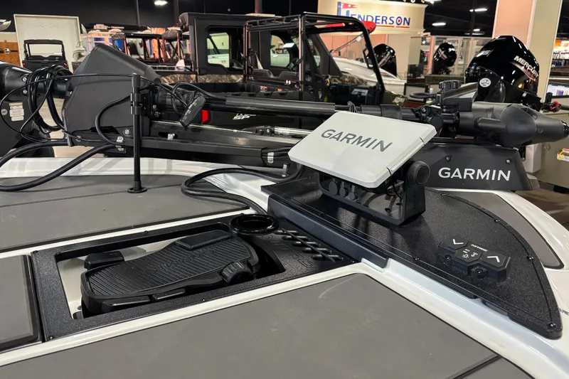 Slide: The Image of 2026 Nitro Z20 XL Pro boat with Garmin navigation system in showroom. - 4