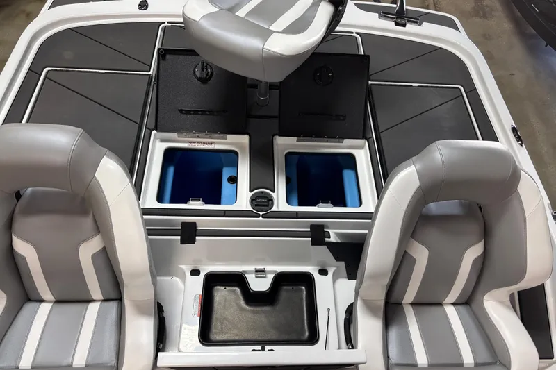 Slide: The Image of 2026 Nitro Z20 XL Pro boat interior with storage compartments and seating. - 9