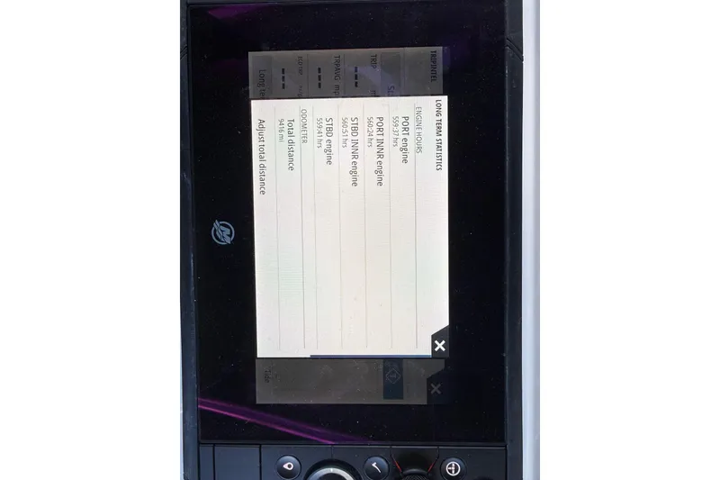 Slide: The Image of Display screen showing engine statistics on 2023 Valhalla Boatworks V-46. - 39
