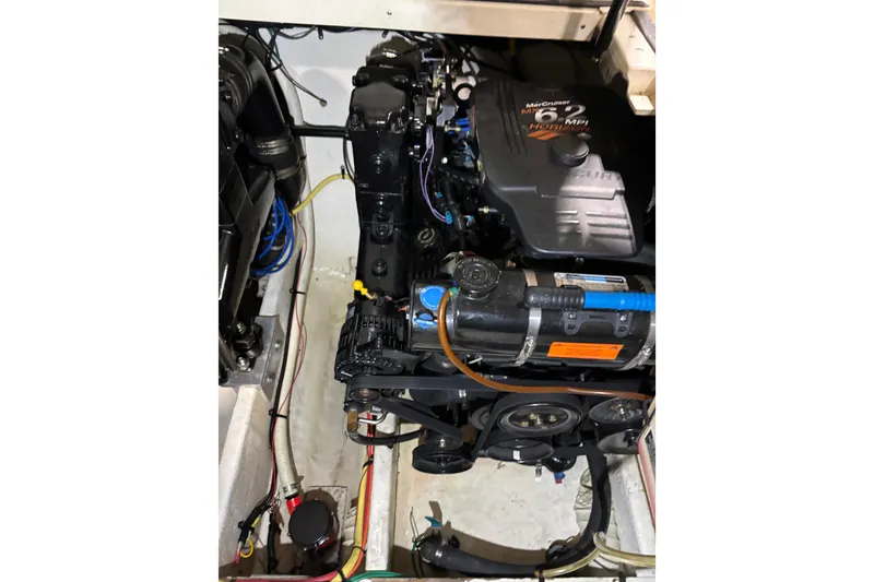 Slide: The Image of Engine compartment of 2003 Cruisers Yachts 3470 Express with MerCruiser 6.2 MPI engine. - 29