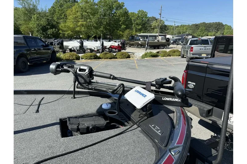 Slide: The Image of Nitro Z20 Pro 2023 boat with Lowrance equipment in a parking lot. - 4