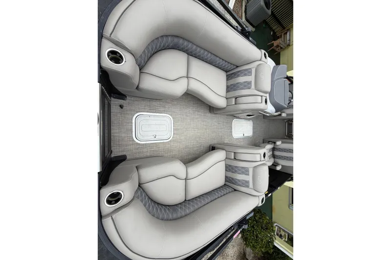 Slide: The Image of 2022 Barletta Lusso 23QCSS interior with luxurious seating and modern design. - 3