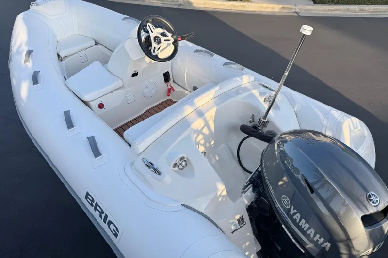 Slide: The Image of 2019 Brig Eagle 340 inflatable boat with Yamaha outboard motor, white interior. - 15