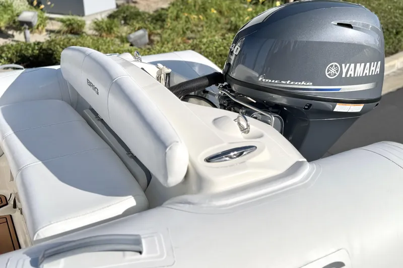 Slide: The Image of 2019 Brig Eagle 340 boat with Yamaha four-stroke engine, featuring white seating. - 3