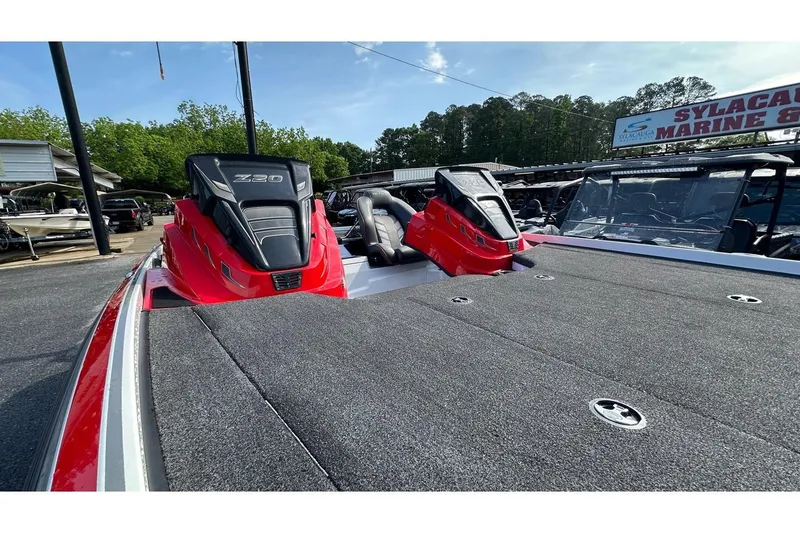 Slide: The Image of 2023 Nitro Z20 Pro boat with sleek red and black design at Sylacauga Marine. - 5