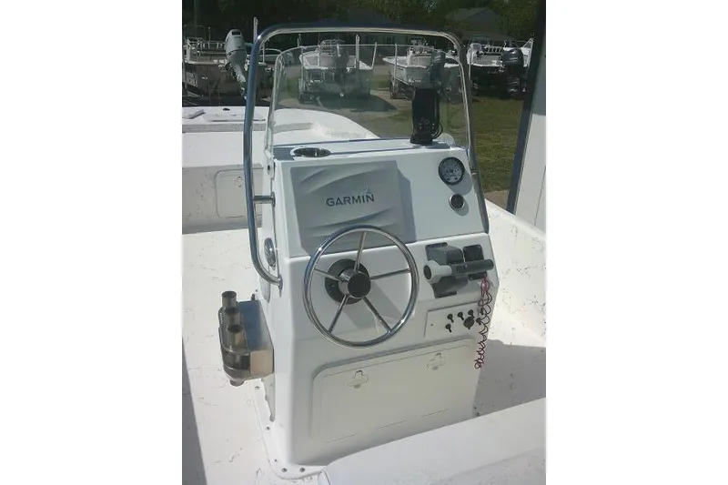 Slide: The Image of 2010 Key West 197 Skiff boat console with Garmin navigation system. - 12