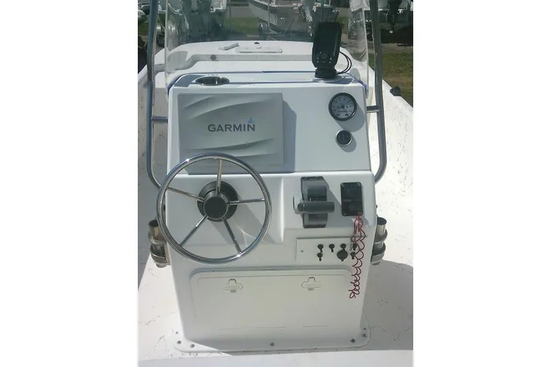 Slide: The Image of Center console of a 2010 Key West 197 Skiff with Garmin navigation system. - 13
