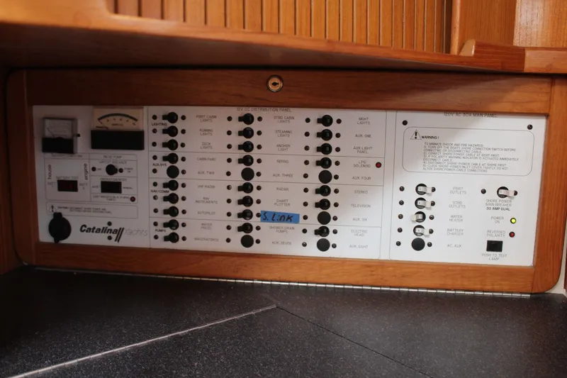 Slide: The Image of Electrical control panel of a 2004 Catalina 42 MkII yacht. - 22