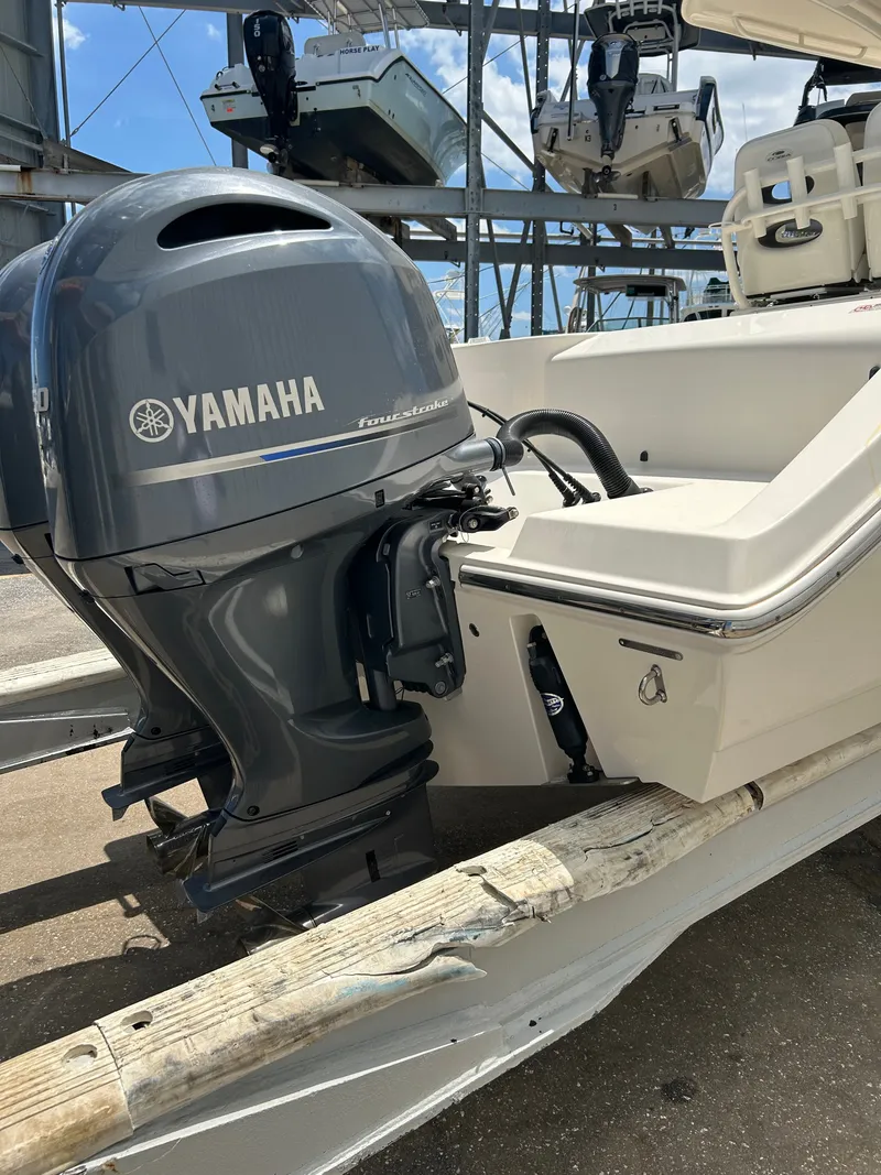 Slide: The Image of Yamaha outboard motor on 2022 Cobia 262 Center Console boat. - 41