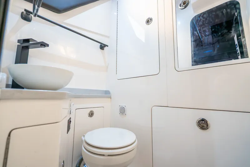 Slide: The Image of Modern bathroom in Concept 44' Open Deck 2026 boat. - 11