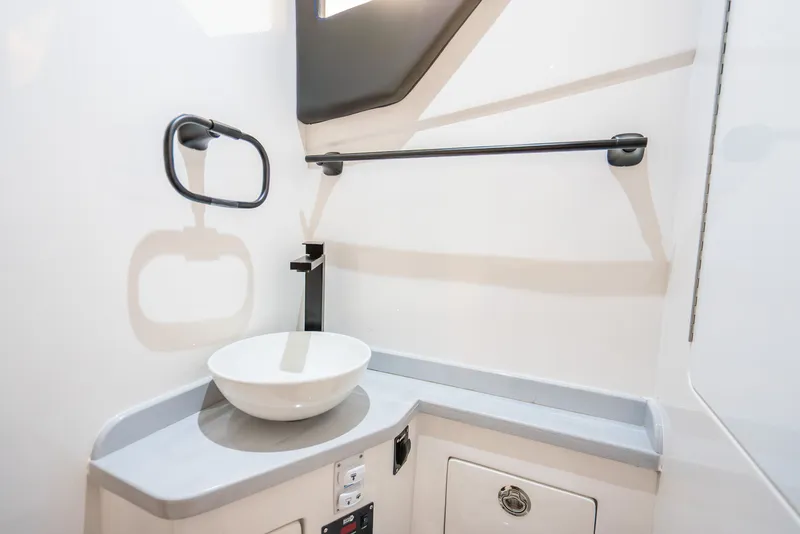 Slide: The Image of Modern bathroom design in Concept 44' Open Deck 2026 boat. - 13