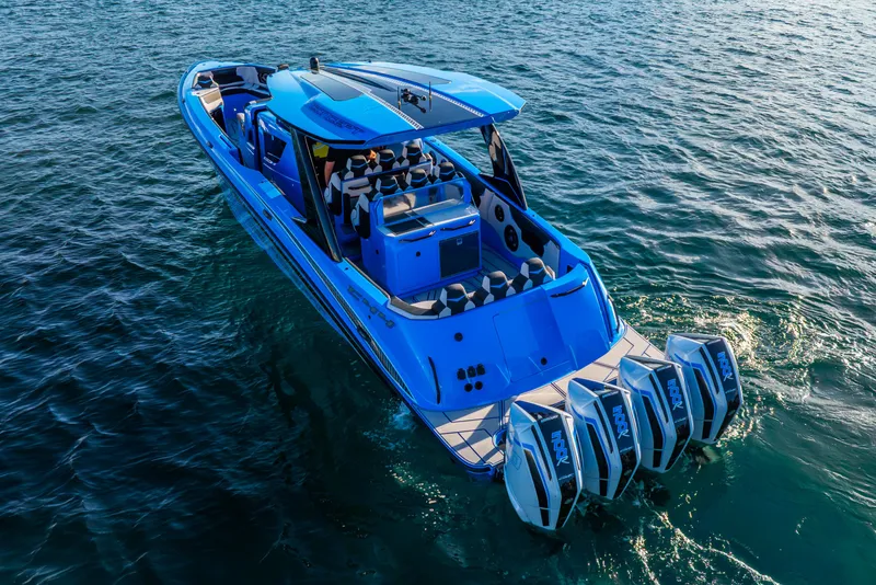 Slide: The Image of 2026 Concept 44' Open Deck boat on the water. - 3