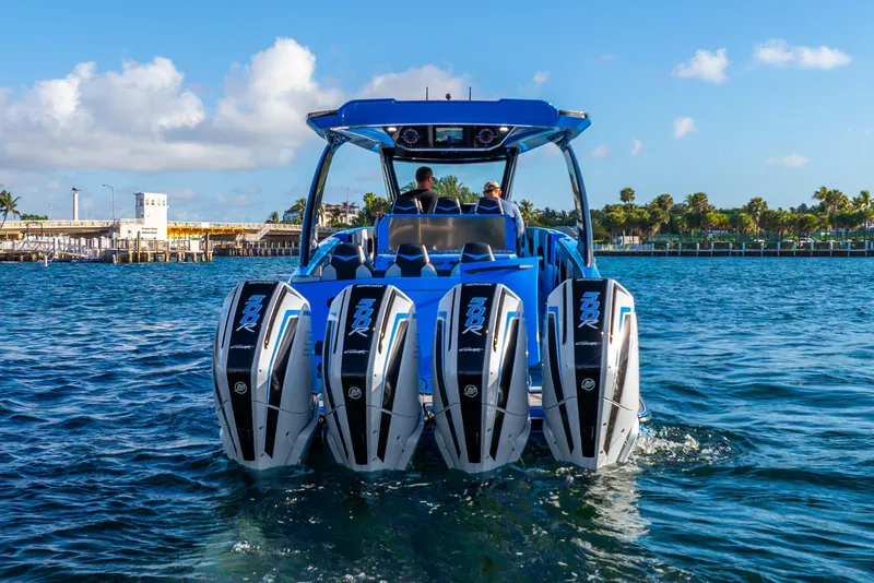 Slide: The Image of 2026 Concept 44' Open Deck boat with four outboard engines. - 4
