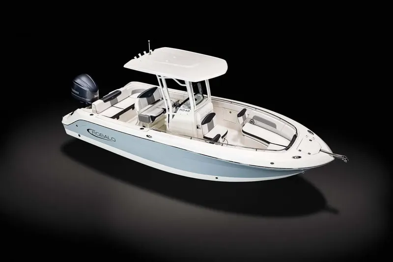 Slide: The Image of Manufacturer Provided Image: 2023 Robalo R242 Explorer boat with center console and outboard motor. - 21