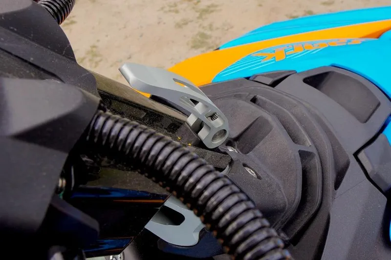 Slide: The Image of Close-up of 2026 Sea-Doo Spark Trixx handlebar and controls. - 13