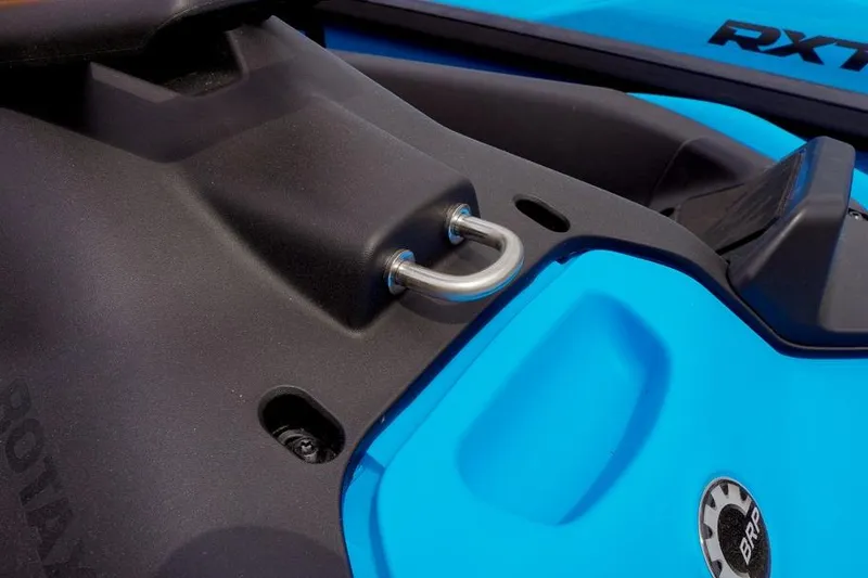 Slide: The Image of Close-up of 2026 Sea-Doo Spark Trixx, featuring blue and black design details. - 9