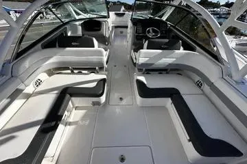 Slide: The Image of 2022 Robalo R317 Dual Console boat interior with spacious seating and modern design. - 4
