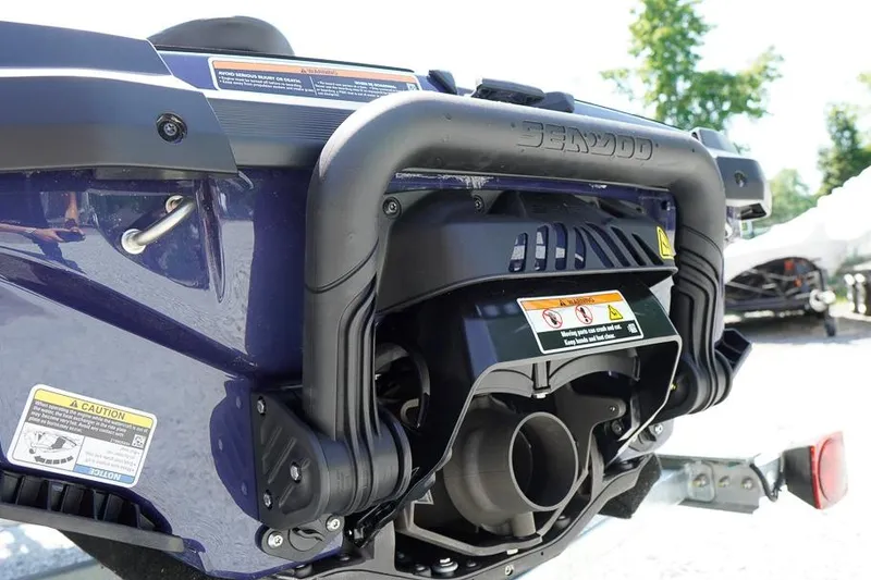 Slide: The Image of 2026 Sea-Doo GTX 170 rear view showcasing engine and exhaust details. - 13