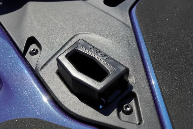 Slide: The Image of Close-up of 2026 Sea-Doo GTX 170 component, featuring a sleek black and blue design. - 26
