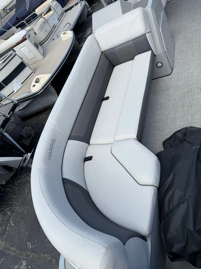 Slide: The Image of Harris 230 Cruiser CWDH 2021 boat seating in gray and white design. - 3