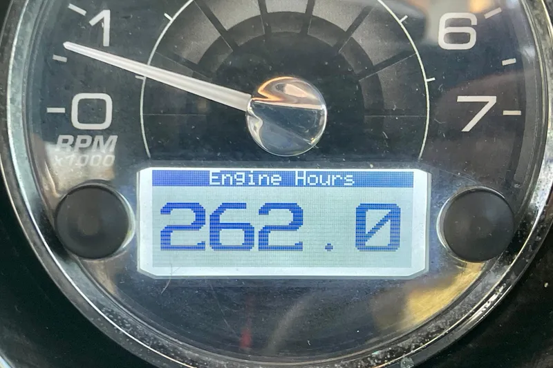 Slide: The Image of Close-up of a 2019 Monterey 295 Sport Yacht tachometer showing 262 engine hours. - 36