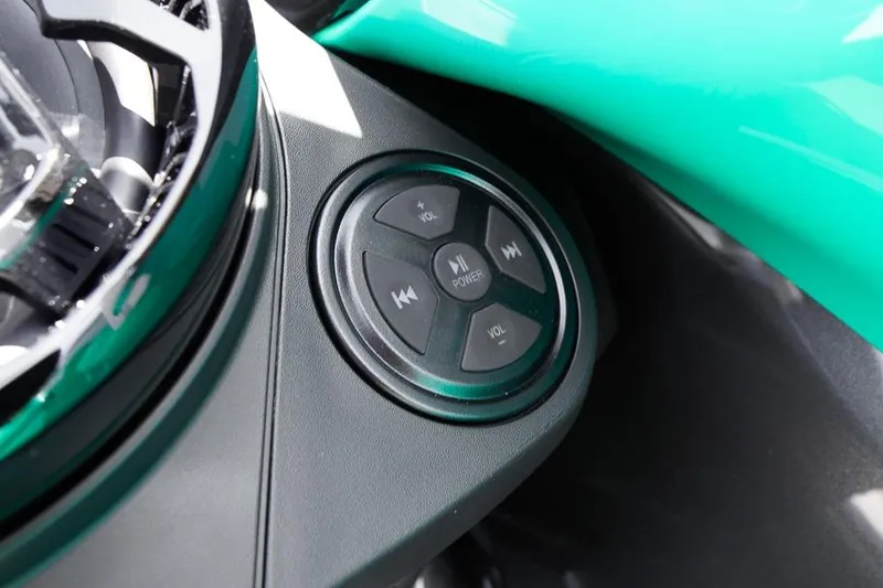 Slide: The Image of Control panel of 2026 Sea-Doo GTI SE 170 with audio buttons. - 14