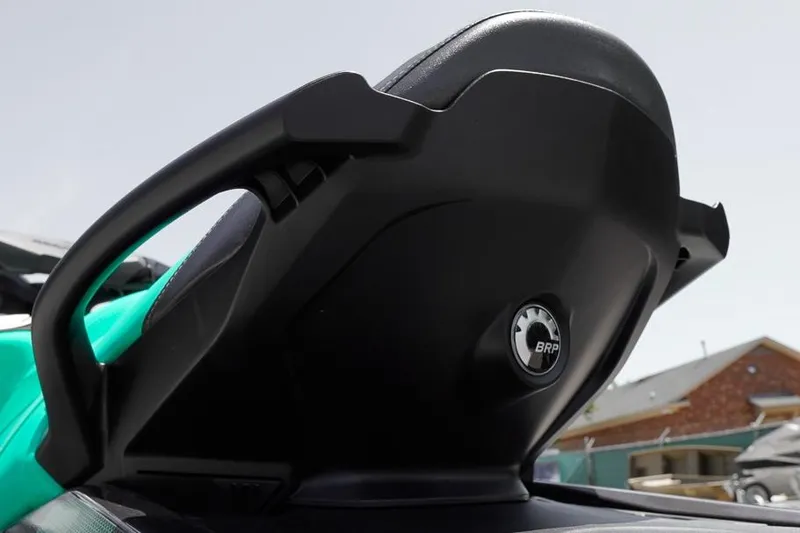 Slide: The Image of 2026 Sea-Doo GTI SE 170 seat detail with BRP logo, showcasing sleek design. - 8
