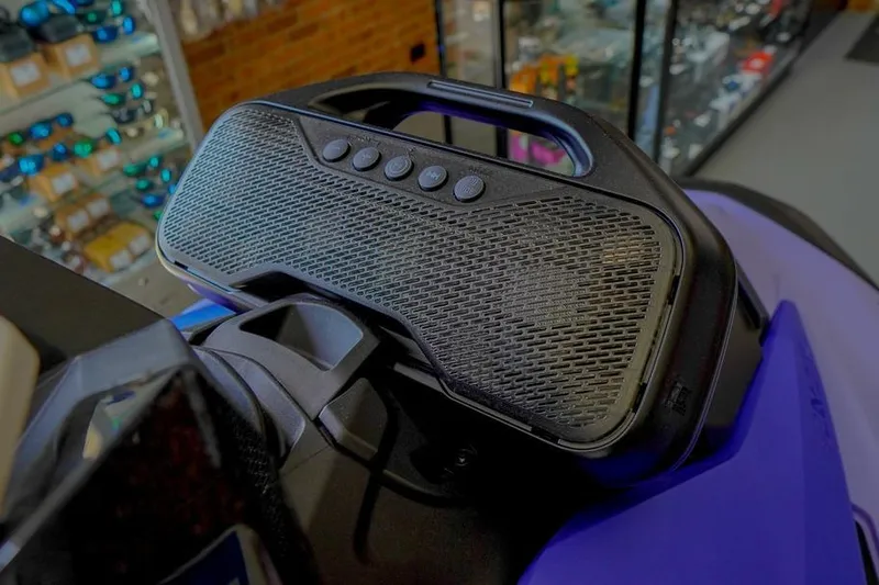 Slide: The Image of 2026 Sea-Doo Spark for 3 with integrated audio system, displayed indoors. - 5