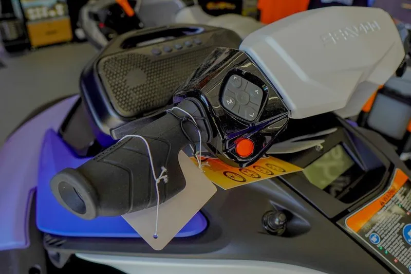 Slide: The Image of 2026 Sea-Doo Spark for 3 handlebar controls with tags and buttons visible. - 8