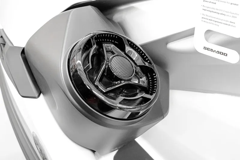 Slide: The Image of Close-up of 2026 Sea-Doo GTX Limited 325 speaker detail, showcasing sleek design. - 20