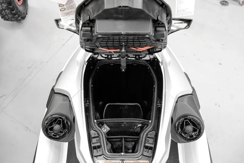 Slide: The Image of 2026 Sea-Doo GTX Limited 325 storage compartment, open view, showcasing interior features. - 22