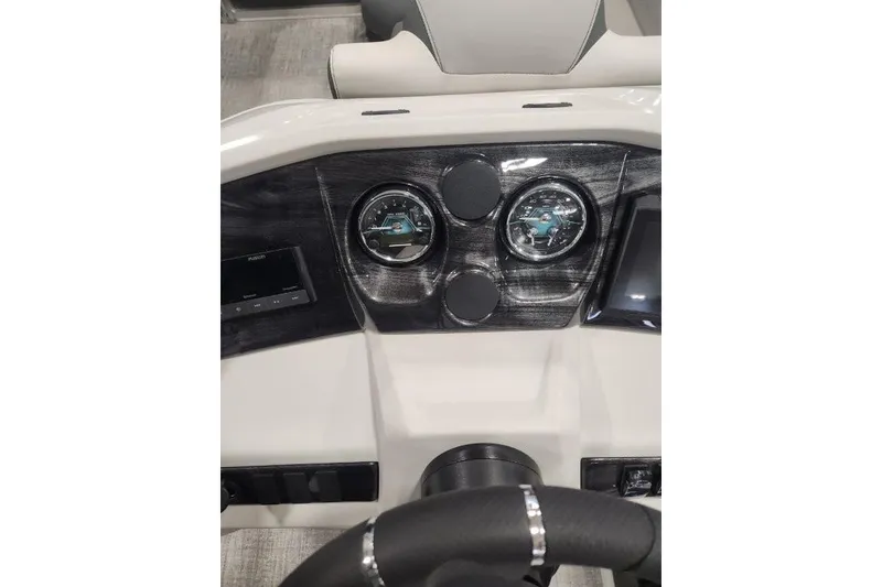 Slide: The Image of Dashboard of 2026 Tahoe Pontoon 1985 LTZ Cruise with gauges and controls. - 14