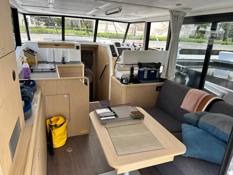 Slide: The Image of Interior of 2022 Beneteau Swift Trawler 35, featuring modern design and comfortable seating. - 40