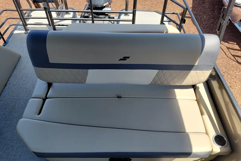Slide: The Image of 2026 Starcraft EXS 3 Q DH boat seat with quilted design and cup holder. - 35