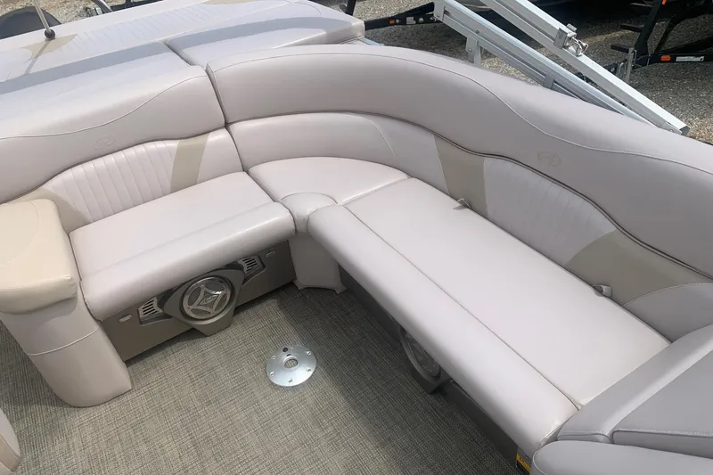 Slide: The Image of Luxurious seating on 2015 Avalon Windjammer Elite 25' pontoon boat with premium upholstery. - 12