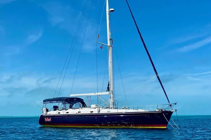 The Image of Sailing yacht Beneteau 50 from 2000 on calm blue ocean waters. - 0
