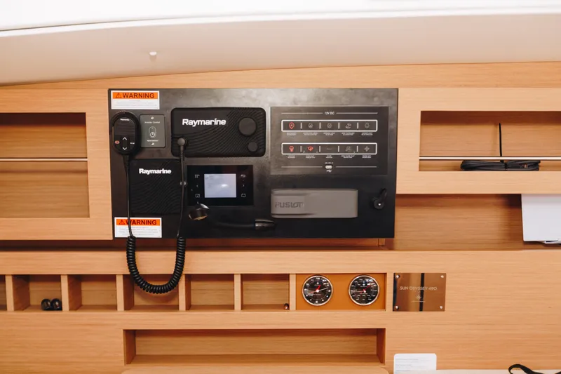 Slide: The Image of Control panel of 2023 Jeanneau Sun Odyssey 490 yacht with Raymarine equipment. - 22